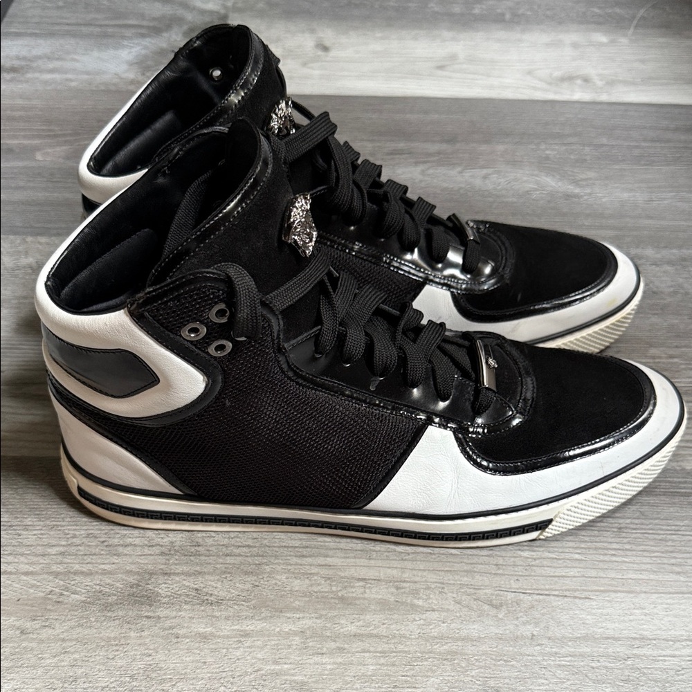 VERSACE LEATHER, SUEDE & MESH NYLON SNEAKERS!